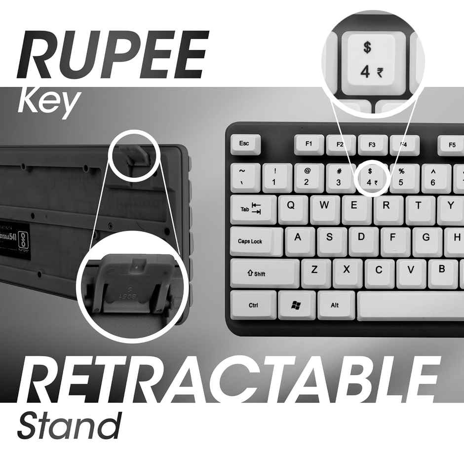 Zebronics Judwaa 541 Usb Keyboard and Mouse Combo for Computers & Laptops | 1200 Dpi | Black+white