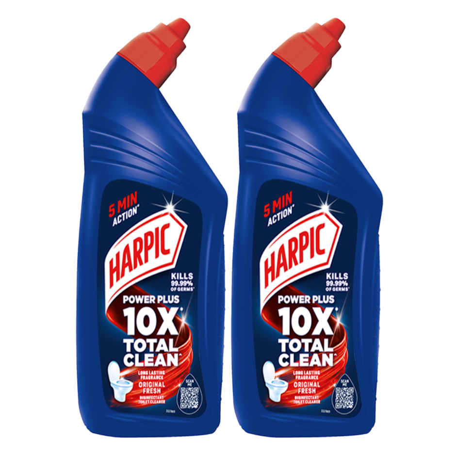 Harpic Toilet Cleaner Liquid - Original 3L(2l) & Gebi Sparkle Plus A Star Double Hockey Toilet Brush (Assorted)(1pc) Combo