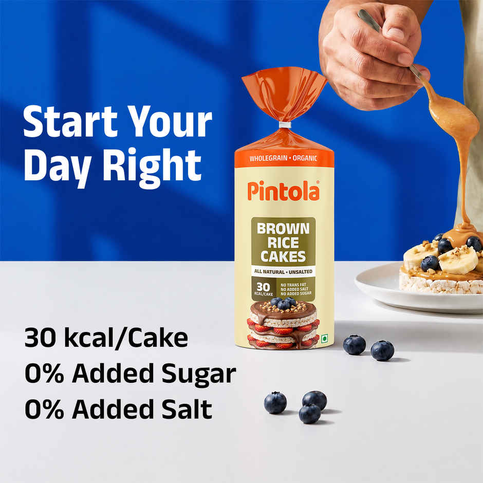 Pintola Organic Wholegrain Brown Rice Cakes Unsalted | Snack Essential