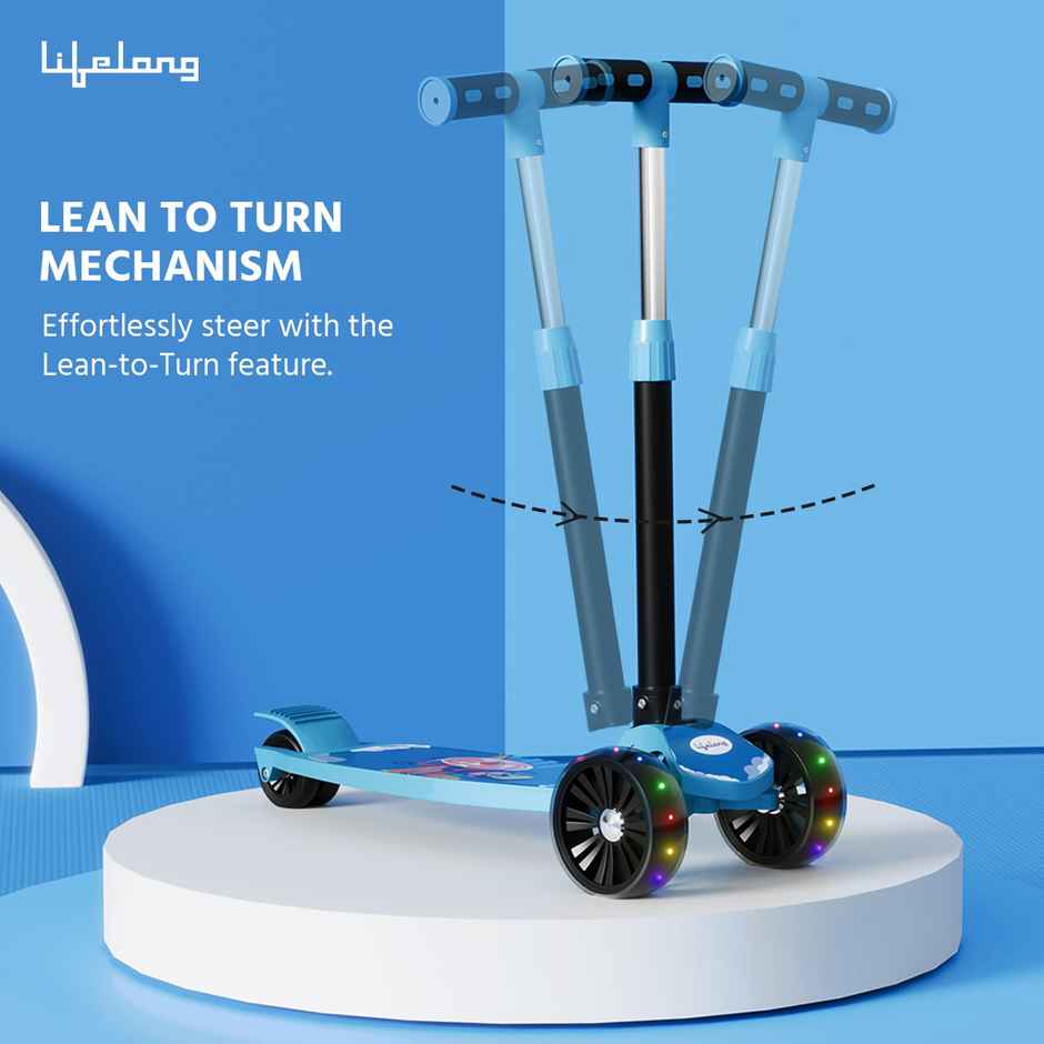 Lifelong Scooter For Kids 3+ Yrs | Foldable Scooter | Max Capacity 50Kg | LLKS06 | Blue-Black