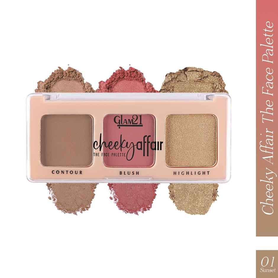 Glam21 Cheeky Affair the Face Palette | Palette 3 in 1 Contour, Blush & Highlight Palette-sunset