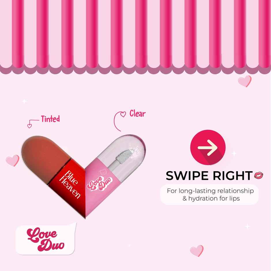 Blue Heaven Love Duo 2-in-1 Clear & Tinted Lip Gloss | Simp - Clear + Mauve