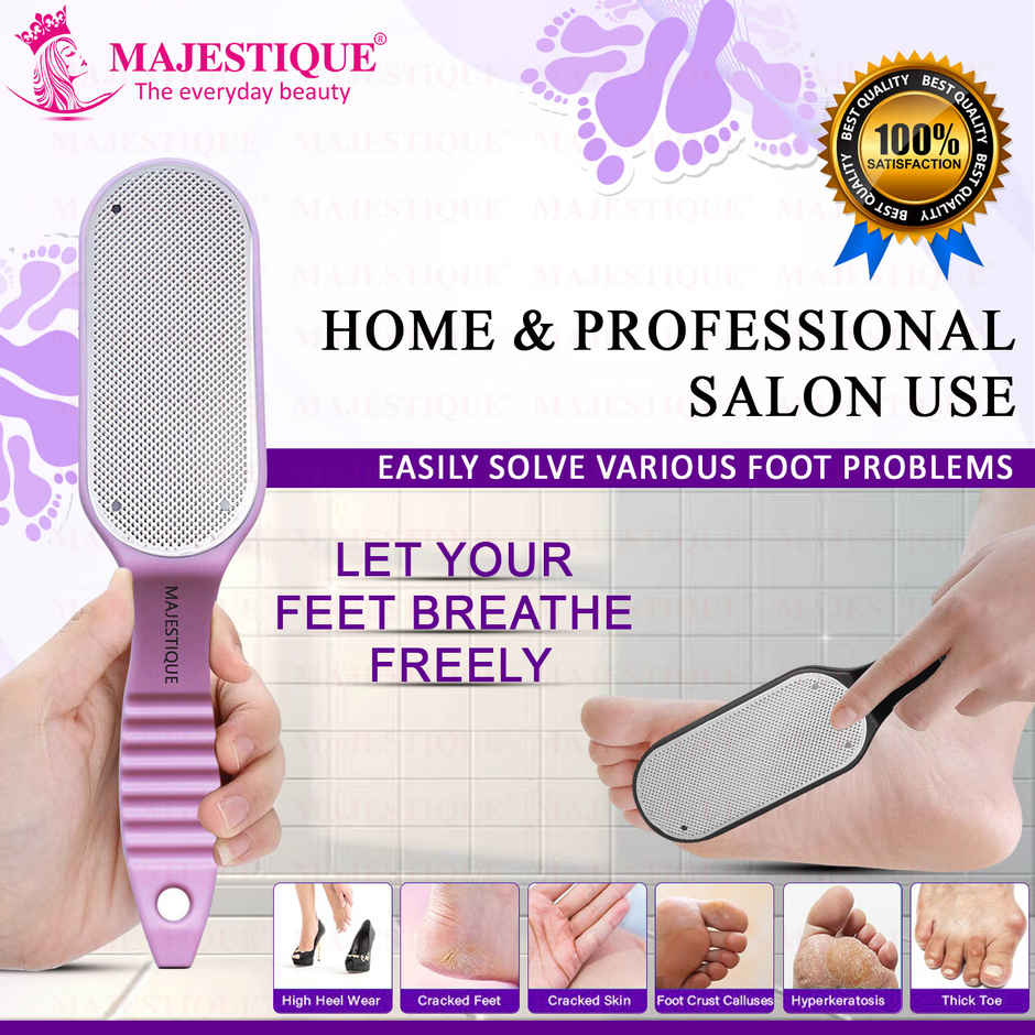 Majestique Curved Foot Scrubber | Pedicure Tool for Dead Skin Removal | Multicolor
