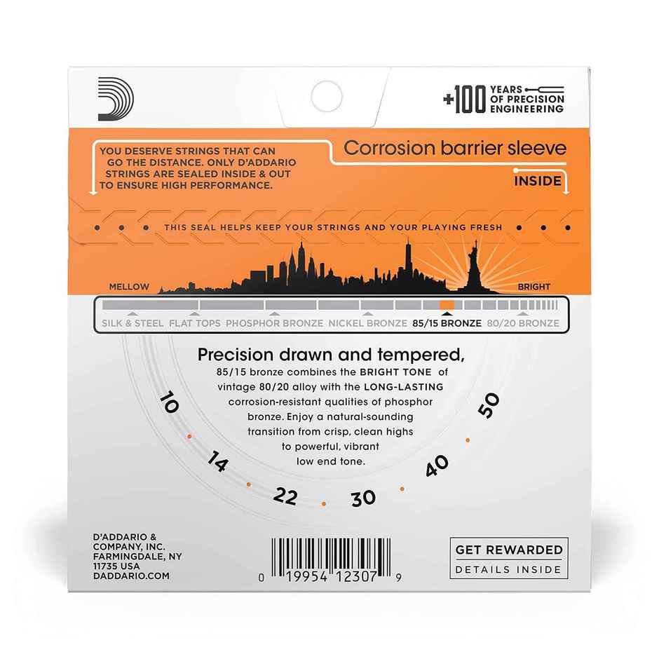 D'Addario Ez900 Bronze Acoustic Guitar Strings | 85/15 Full Bright Tone Stainless Steel Material