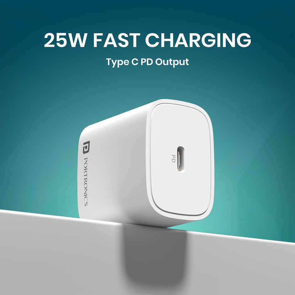 Portronics Adapto 25 Plus 25W PD Mobile Charger | GaN | iPhone/Samsung/Other Type C Devices