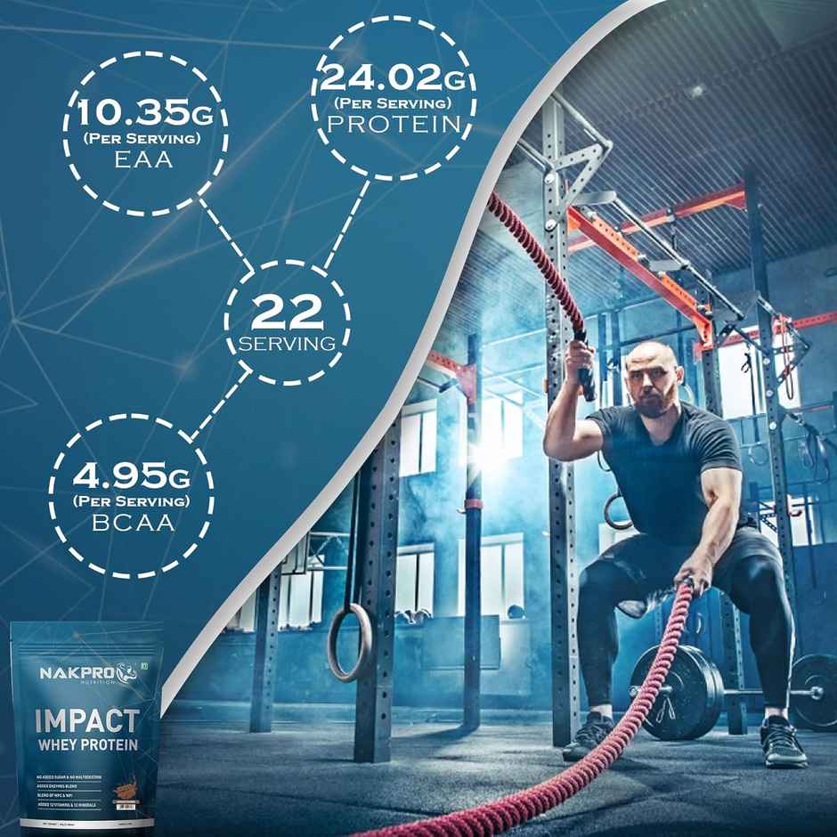 Nakpro Impact Whey Protein 100% Authentic Supplement Powder | Chocolate Flavour