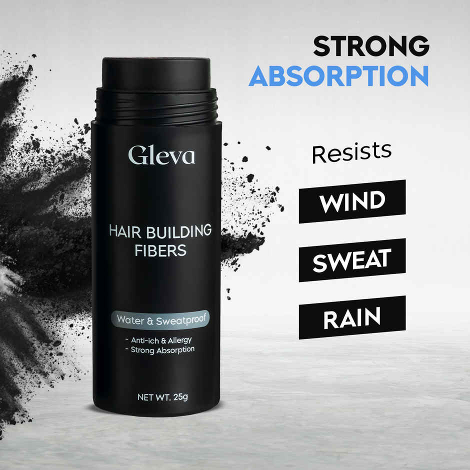 Gleva Hair Building Fibres Hair Powder | Black