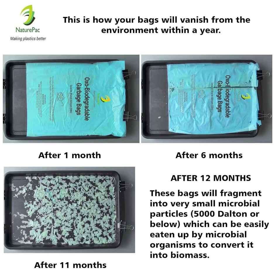 Naturepac Garbage Bag | Large | Green | Biodegradable | 24 x 32 inches | 30 pcs | Pack of 2