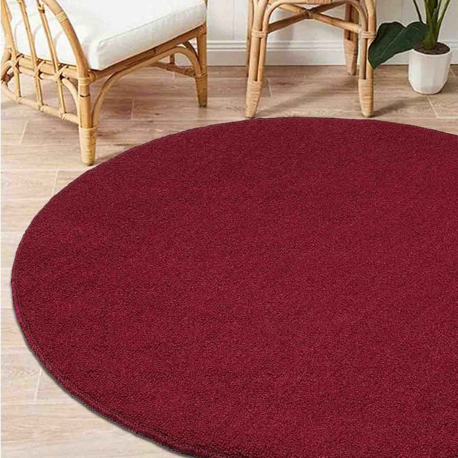 Casacraft by Pepperfry Round Carpet | Persian Plum | 3 feet