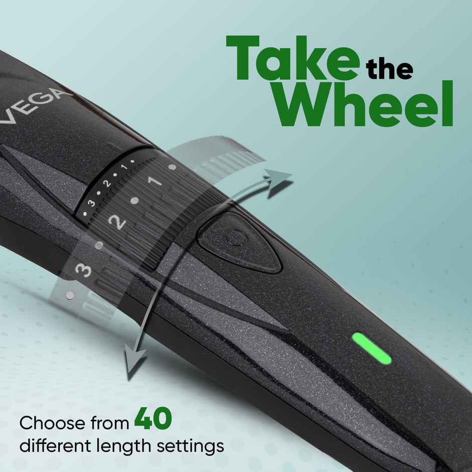 VEGA P-2 Beard Trimmer for Men with 160 Min Runtime, 2 Comb Attachment, Type-C Fast Charging VHTH-26