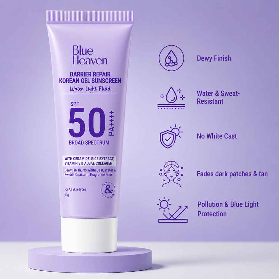 Blue Heaven Barrier Repair Korean Gel Sunscreen SPF50 PA ++++ Sun Cream for Men and Women