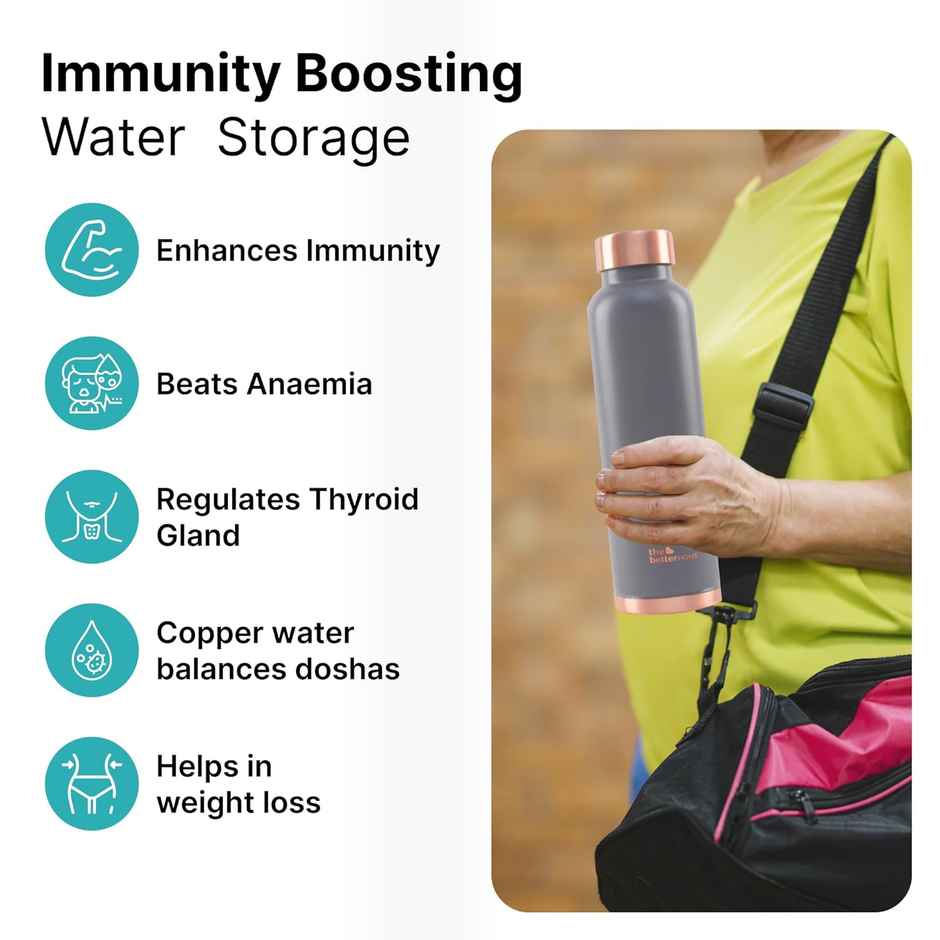 The Better Home Copper Water Bottle 950 ml With Anti Oxidant Properties-Grey
