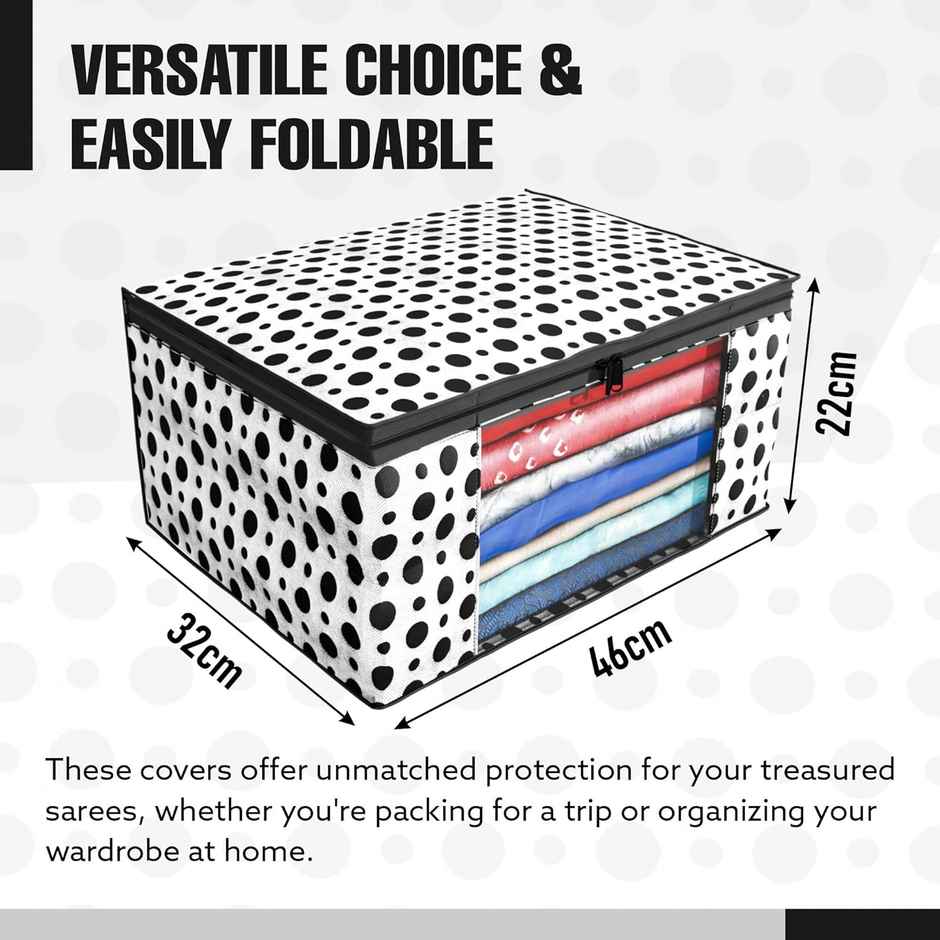 Kuber Industries Pack of 6 Polka Dots Clothes Organizer For Shirts | Lehenga (Black and White)