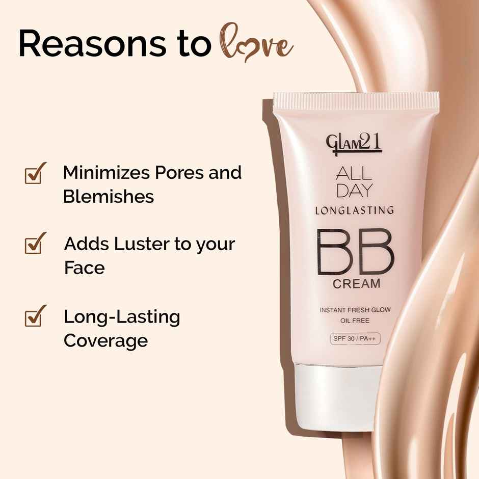 Glam21 Bb Cream Long Lasting Oil Free Lightweight Formula-Ivory