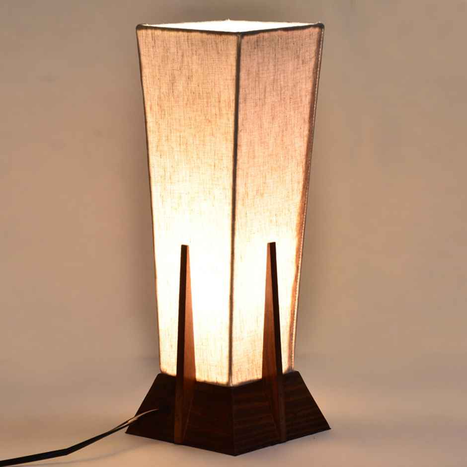 ExclusiveLane Pyramid Table Lamp In Sheesham Wood | 35.6 cm