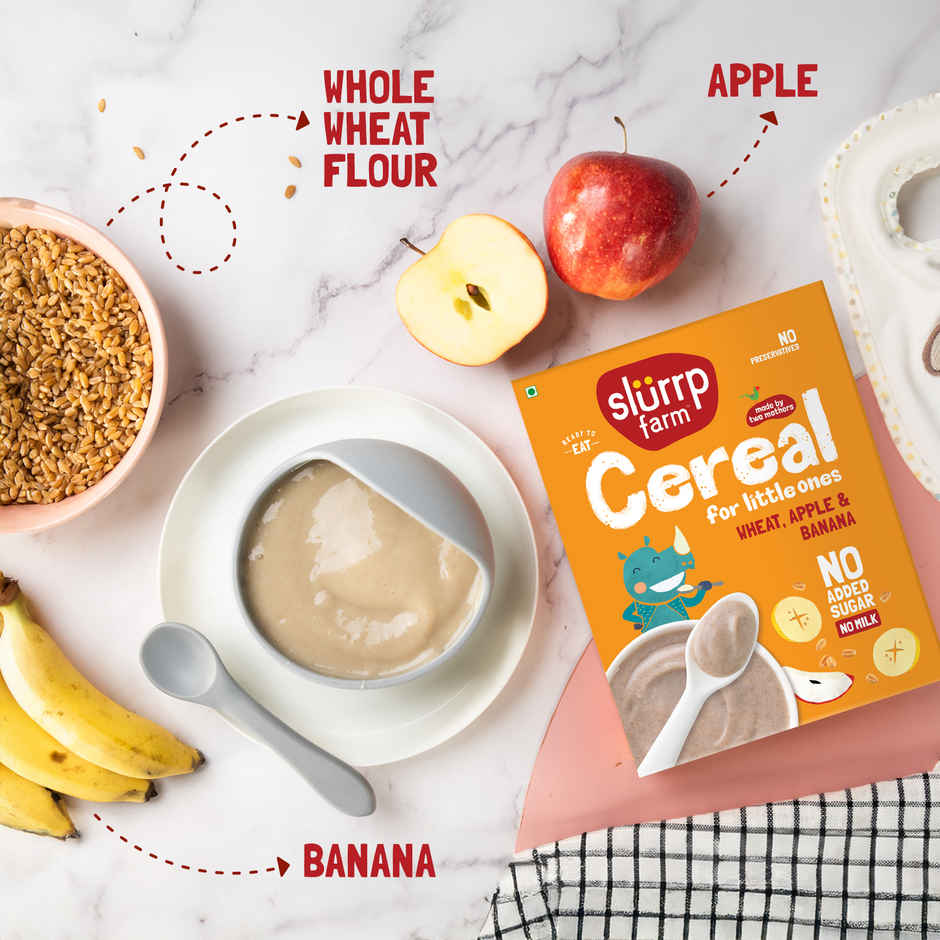 Slurrp Farm Wheat Apple and Banana Instant Healthy Cereal 100% Natural | No Added Sugar | No Milk