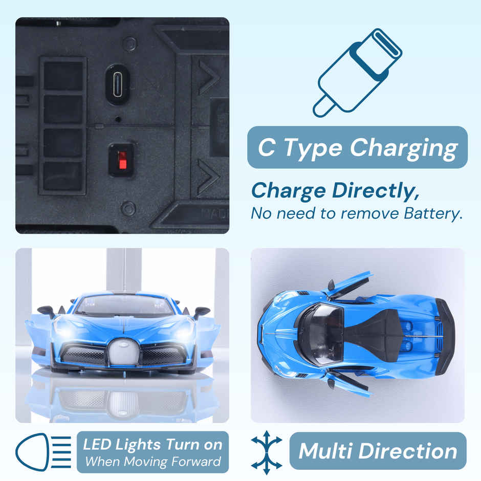 Frendo RC Door Opening Car | 1200mAh | 100+ft Range | Drift | Bug Blue