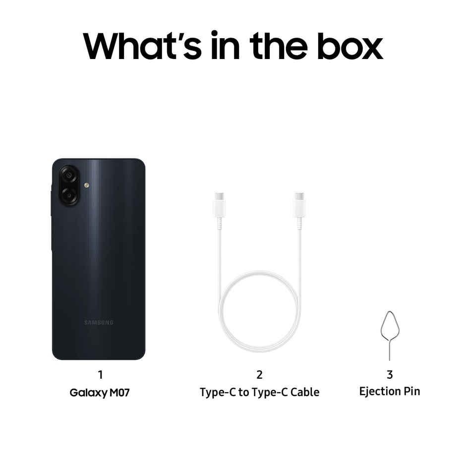 Samsung Galaxy M07 MediaTek Helio G99 | IP54 Rating | 4GB RAM, 64GB Storage | Black