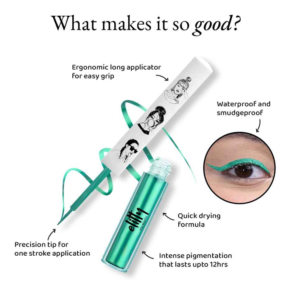 Elitty Waterproof Liquid Eyeliner - Emerald Green | Power Move