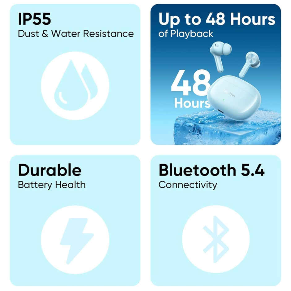 realme Buds T200x True Wireless Earbuds with 12.4mm Dynamic Bass Drivers | 25 dB ANC | Frost Blue