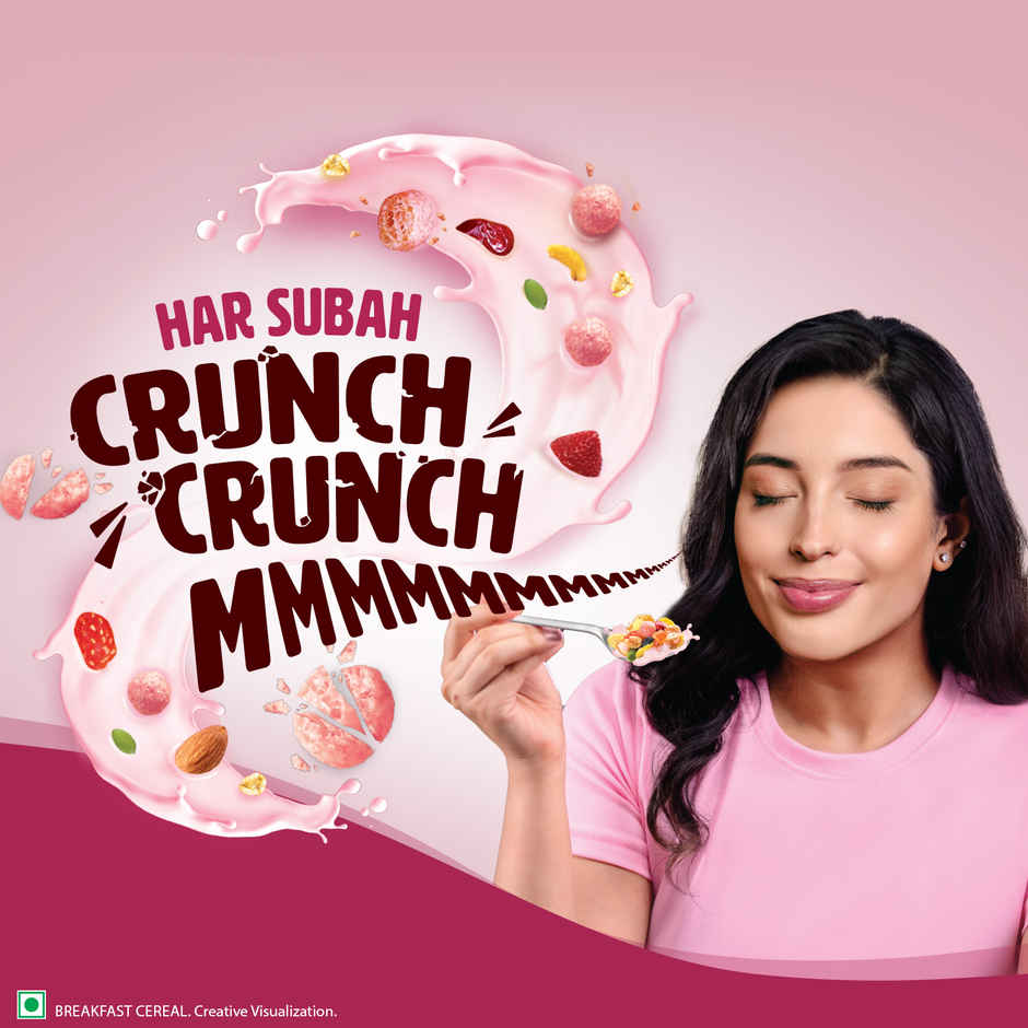 Saffola Muesli Fruit & Nut Berry Crunch with Flavour Pops | 15 In 1 Fruit And Nuts, Seeds | Millet & More