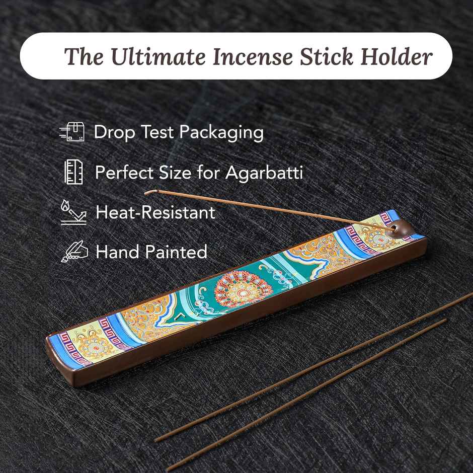Ekhasa Ceramic Agarbatti Stand With Ash Catcher | Incense Stick Holder Agarbati Oothupathi Stand