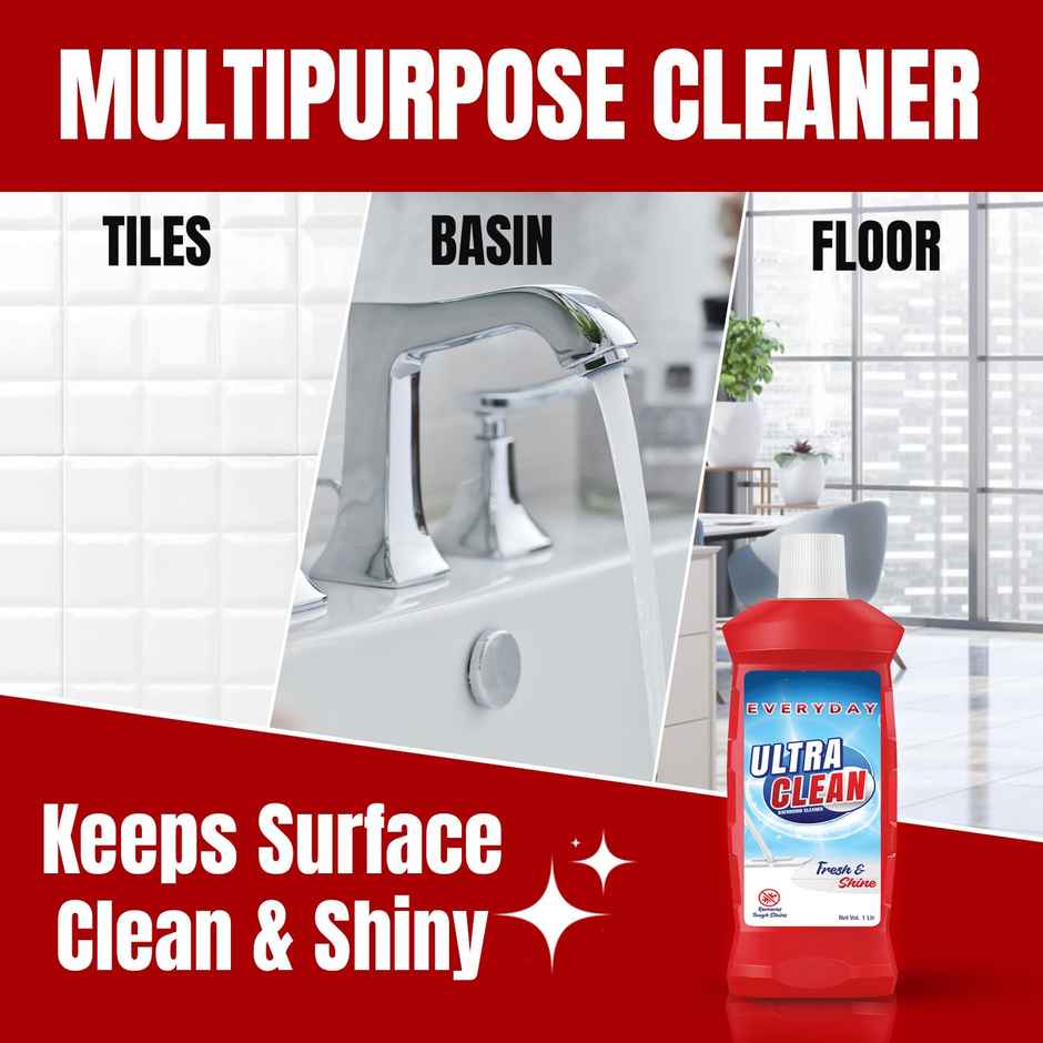 Ezee Everyday Ultra Clean Toilet Cleaner - Instant Freshness (1L) & Ezee Everyday Ultra Clean Bathroom Floor Cleaner - Removes Bathroom Stains (1L) Combo