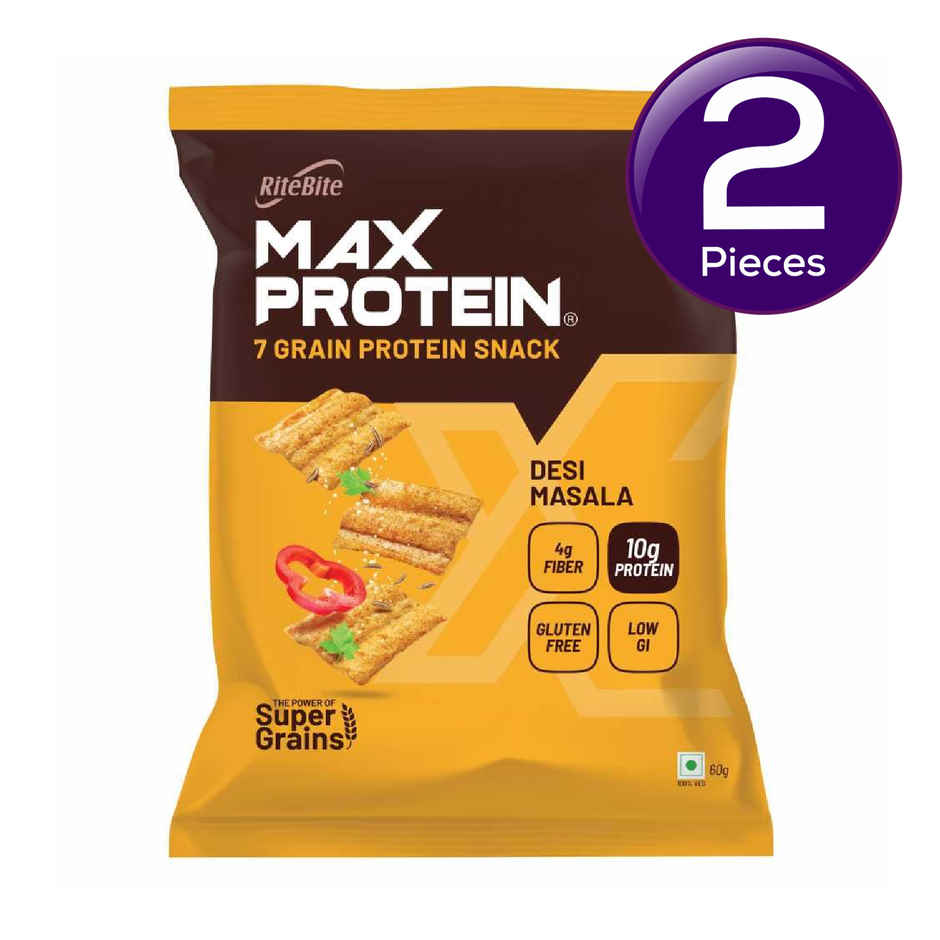 Ritebite Max Protein Desi Masala 10G Multigrain Protein Chips, Healthy Snacks & Munchies Combo