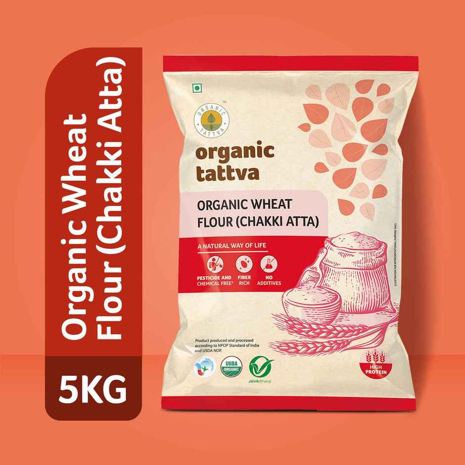 Organic Tattva Whole Wheat Flour | Chakki Atta | 0% Maida