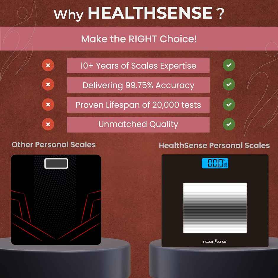 Healthsense Weight Machine For Body Weight, Digital Weighing Scale