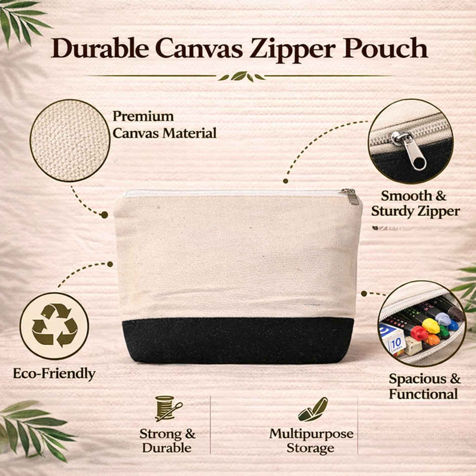JEDAN Canvas Zipper Pouch Bag - Cosmetic Makeup Pouch (JDCZP2102)