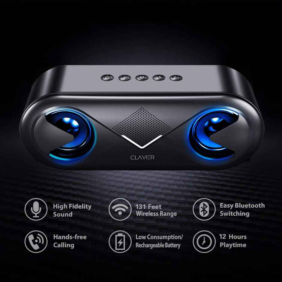 Sounce Clavier Supersonic Portable Bluetooth Speaker, Bluetooth 5.0 Wireless Speakers with 10W HD Sound and Rich Bass, 12H Playtime, Built-in Mic for iPhone & Android - Black