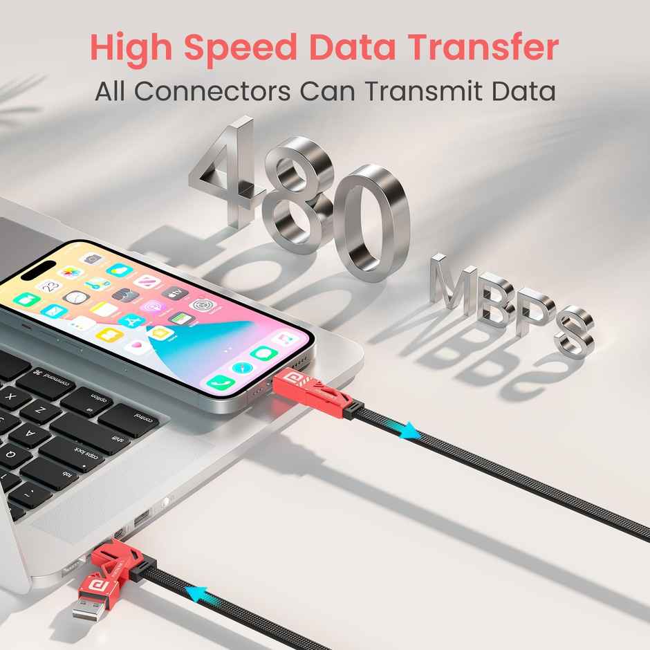 Portronics ProCharge 4-in-1 60W Multifunctional Cable with Zinc Alloy Head