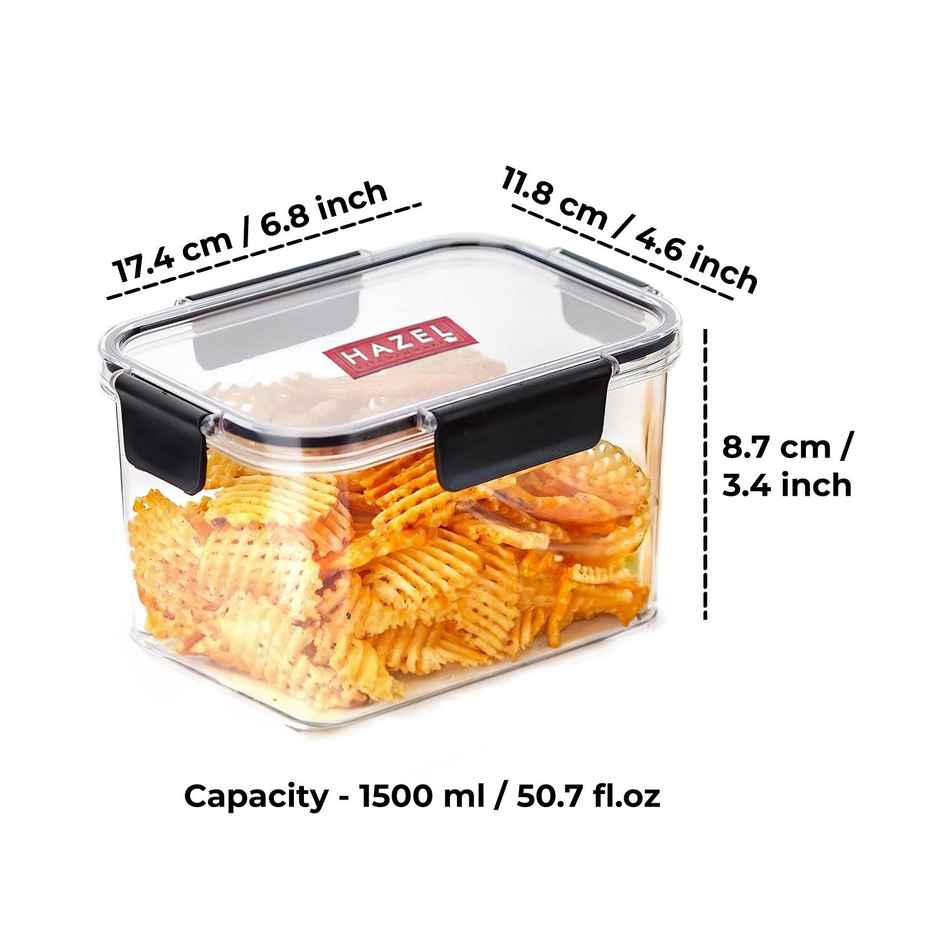 HAZEL Plastic Rectangle Container - 1500 ml Airtight | Leak Proof | Microwave Safe