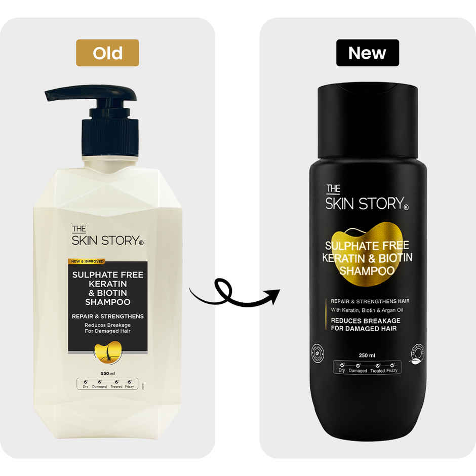 The Skin Story Keratin Biotin Shampoo For Damaged Treated Coloured Hair Frizz Control Sulphate Free
