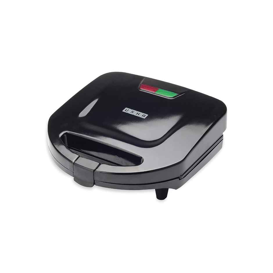 Usha Sandwich Maker Griller (750W, 4-Slices, 2 Stage Thermal Safety, Led Indicators, Black)