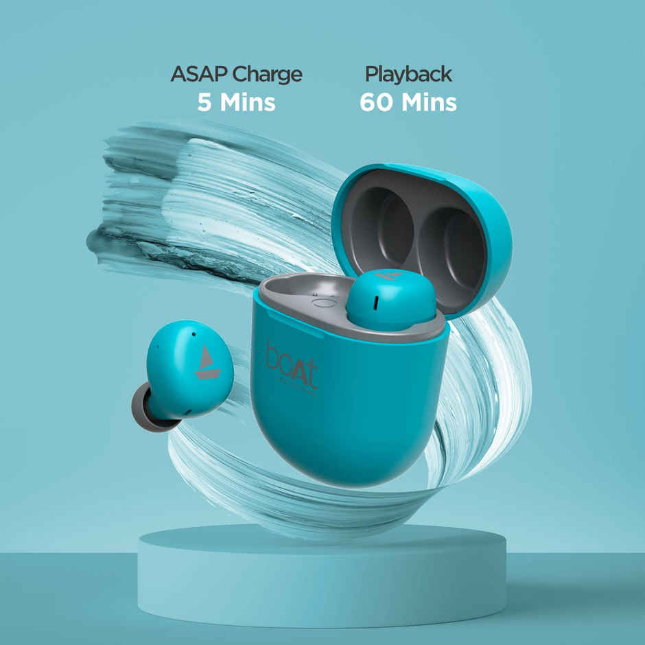 boAt Airdopes 381 Tws Earbuds With 20 Hours Playback, Asap Charge, Iwp Technology(Teal Blue)