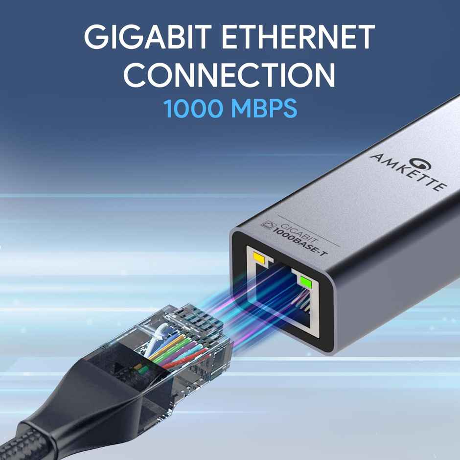 Amkette Usb Gigabit Ethernet Adapter-Type C+A-Grey