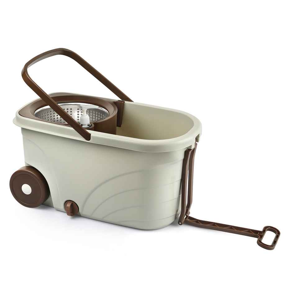 Cello Deluxe Spin Mop Bucket Max Clean with Soap Dispenser, Beige