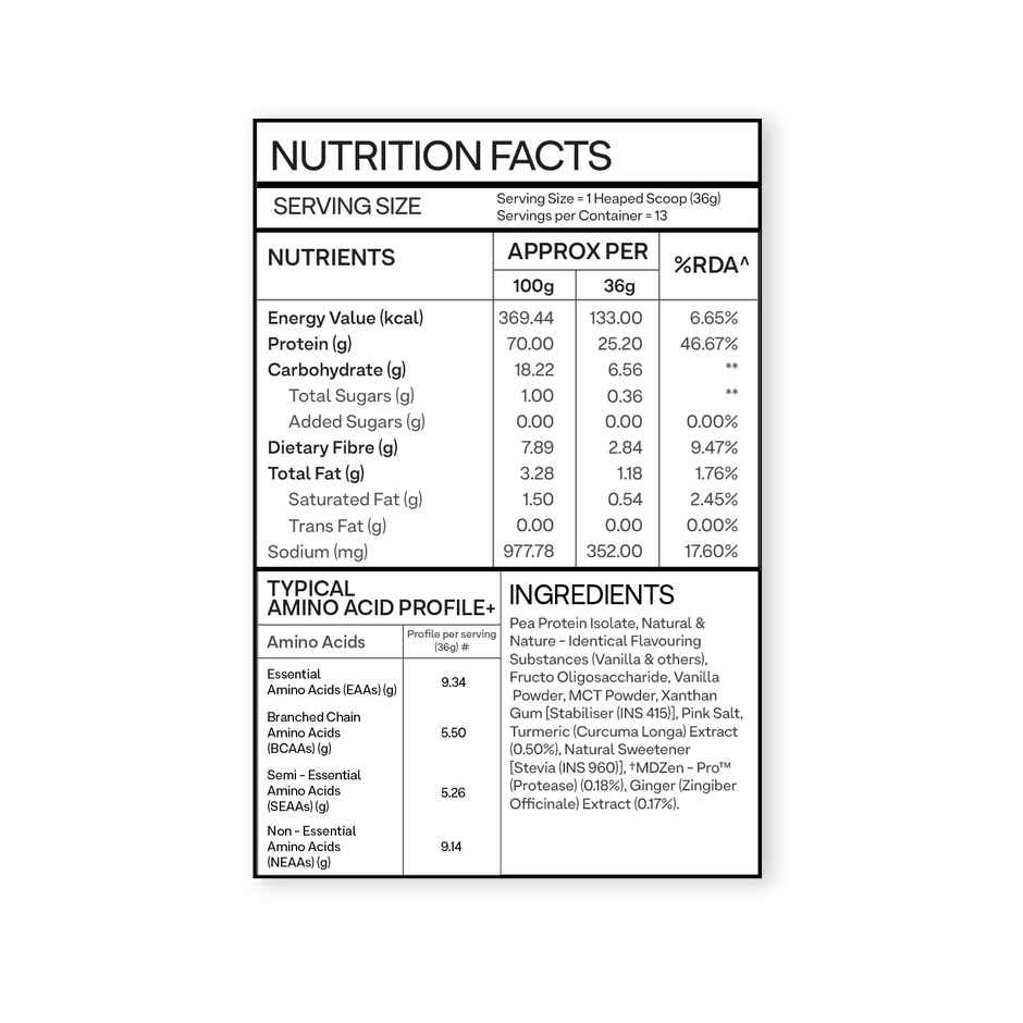 Oziva Bioactive Plant Protein Powder , 25g Protein | 5.5g Bcaa | Sugar Free - Malabar Vanilla