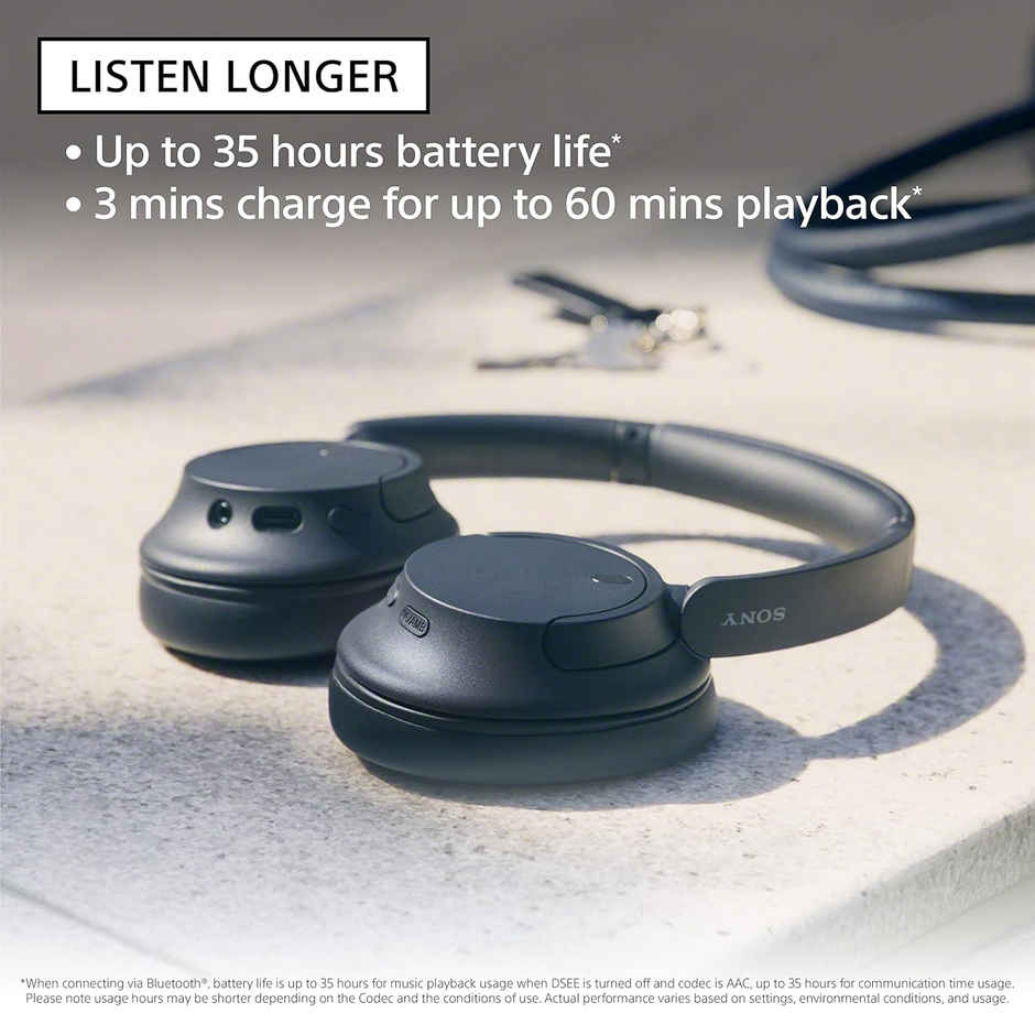 Sony Wh-Ch720N, Wireless Over-Ear Active Noise Cancellation Headphones With Mic-Black