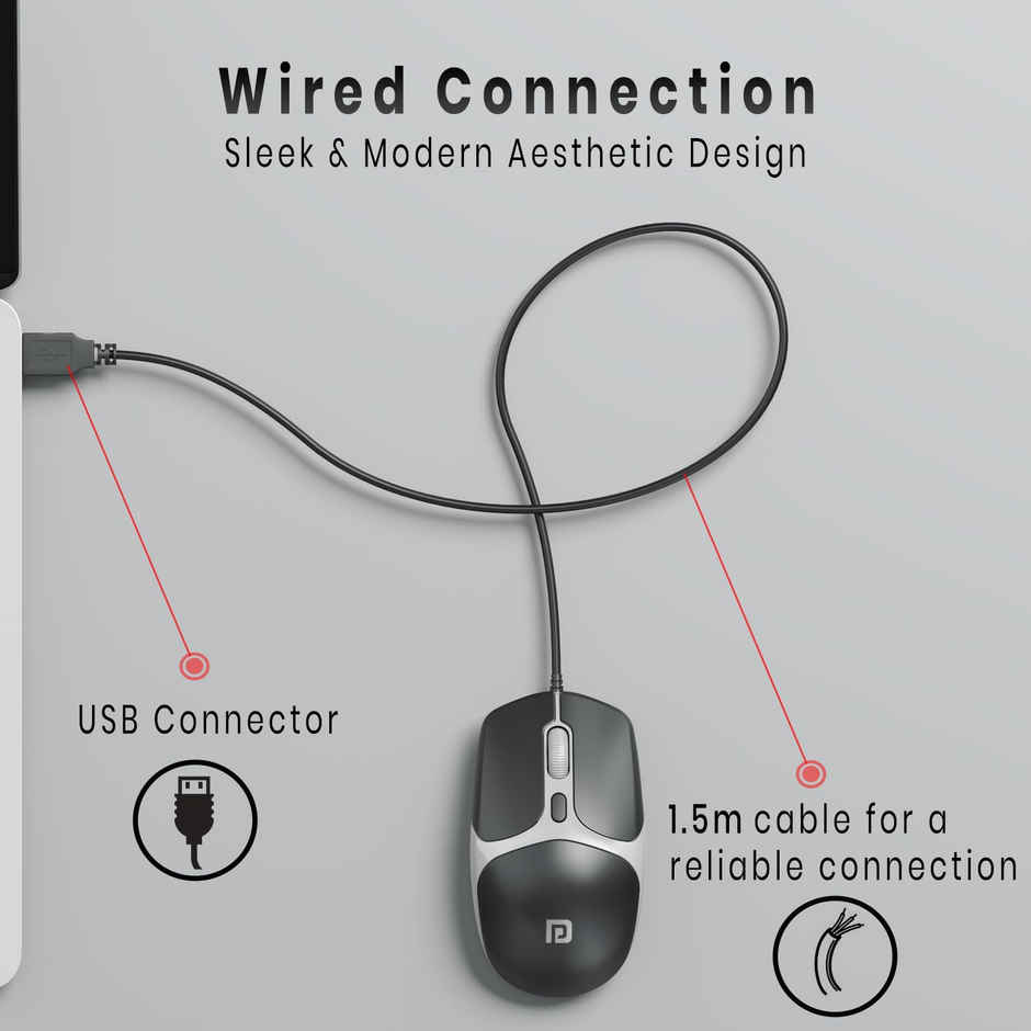 Portronics Toad 103 Wired Optical Mouse | Black