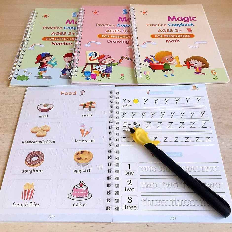 Kidara Sank Magic Kids Practice Book | 4 Books + 10 Refill + 1 Pen + 1 Grip