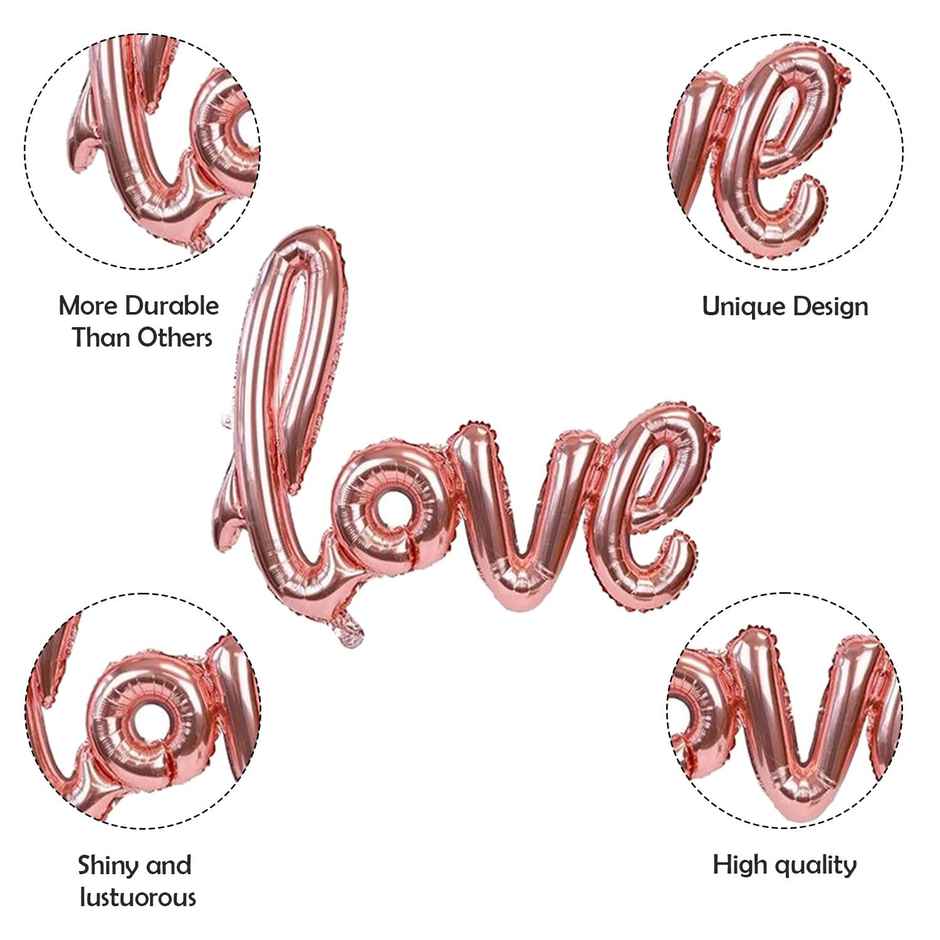 Rose Gold Love Foil Balloons for Decoration | Pack of 6 | Party Propz