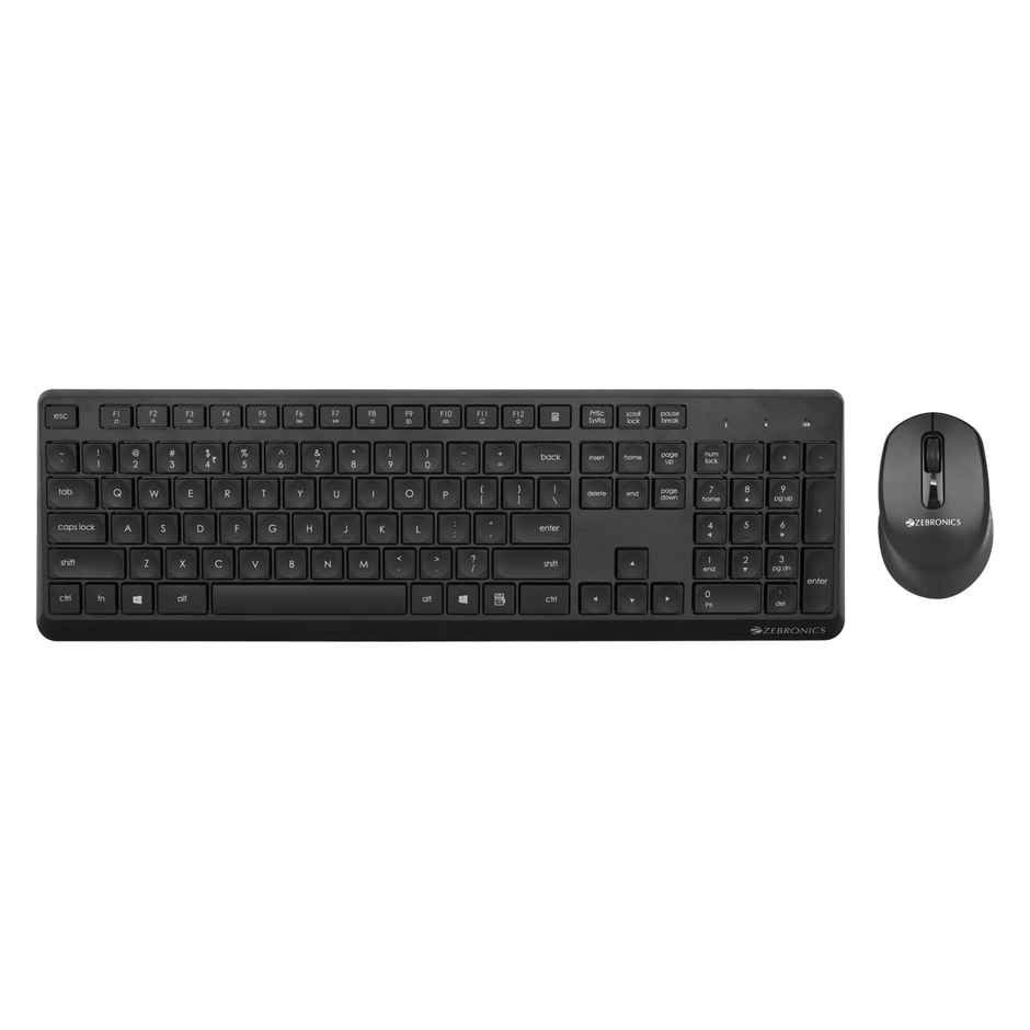 Zebronics Companion 200 Wireless Combo with Silent Operation Mouse, Full Size Keyboard, 1600 DPI, Integrated Multimedia, ON/Off, Power Saving Mode, 2.4GHz Nano Receiver and Plug Play Usage - Black