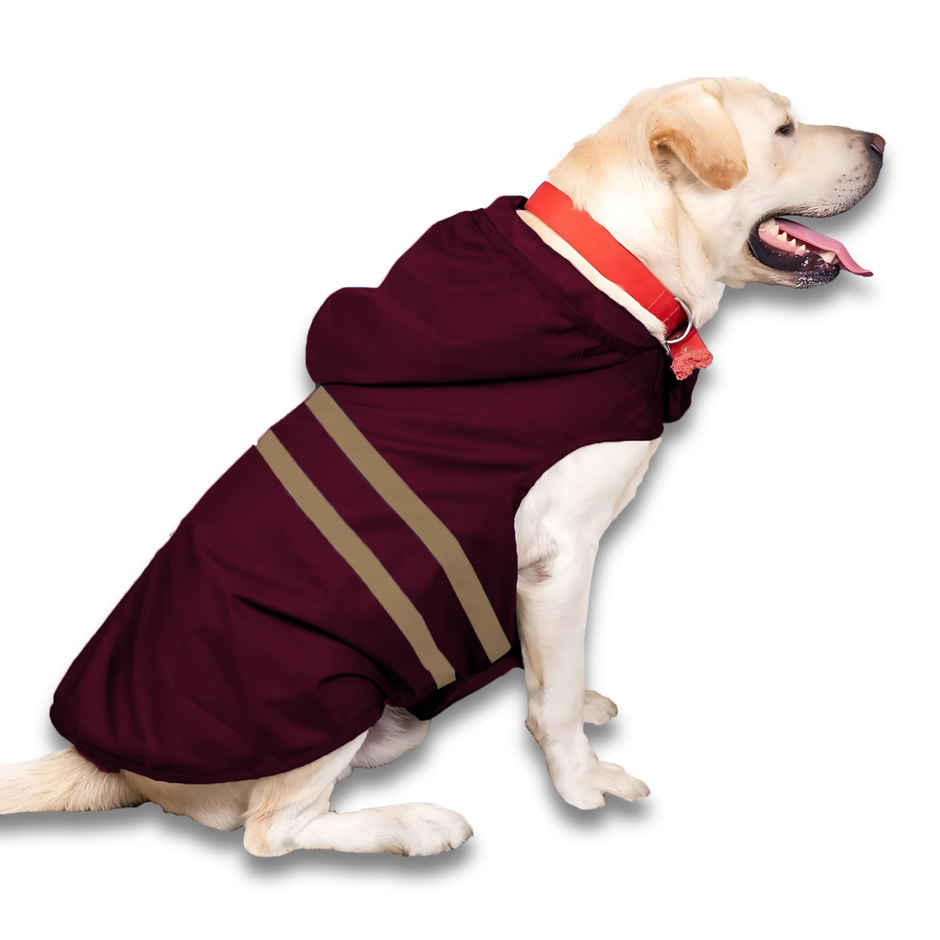 Pets Empire Lightweight Mahroon Raincoat Jacket for Adult Dogs , 20inch length , 3XL