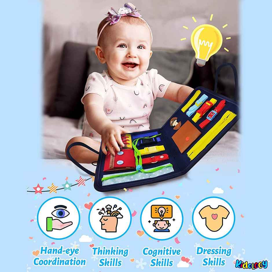 Kidology Montessori Busy Board Toy To Develop Basic Skills, Educational Sensory Board Travel Toys