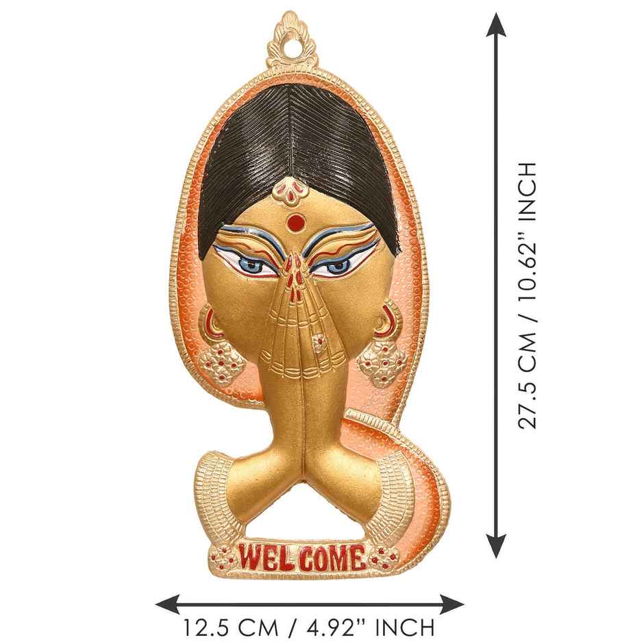 eCraftIndia Colorful Metal Welcome Namaste Lady Door Metal Wall Hanging Decorative
