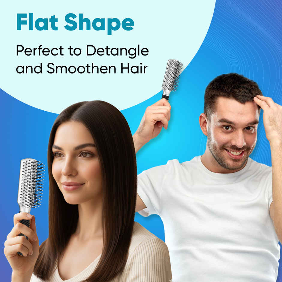 VEGA Hair Brush Set- Flat & Round For Men And Women | 2 Piece (HSB-01)