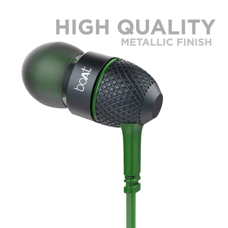 boAt Bassheads 180 in ear Earphones w/ Super Extra Bass, One Button Mic(Forest Green)